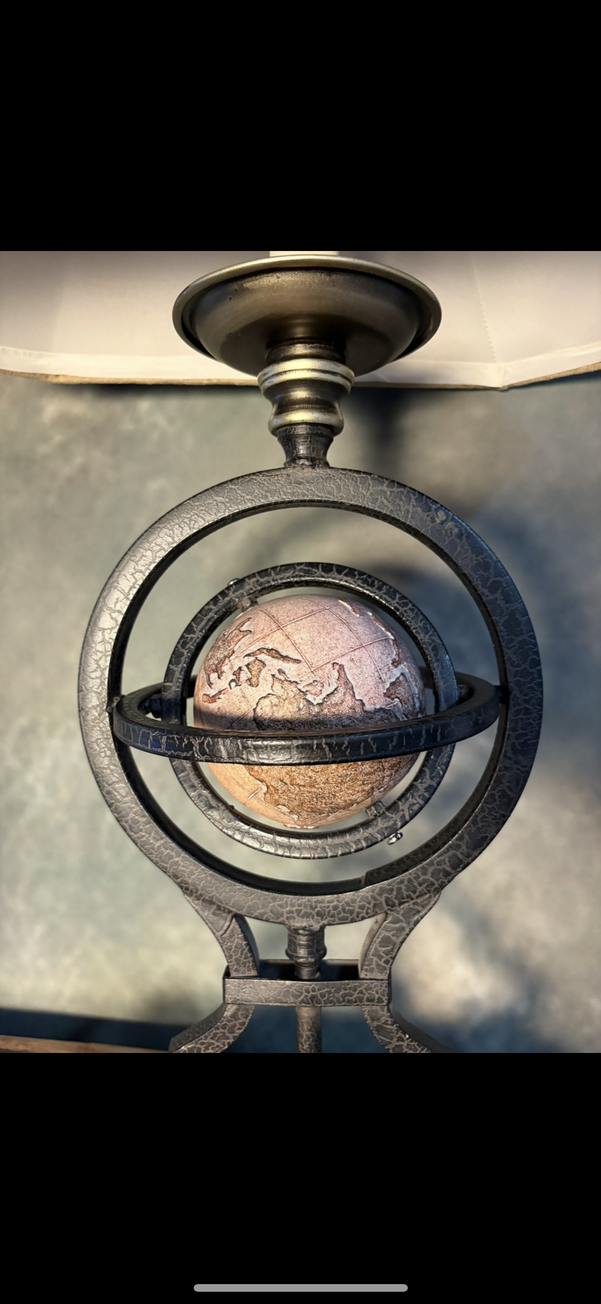 Vintage Armillary Globe Table Lamp with Beige Shade