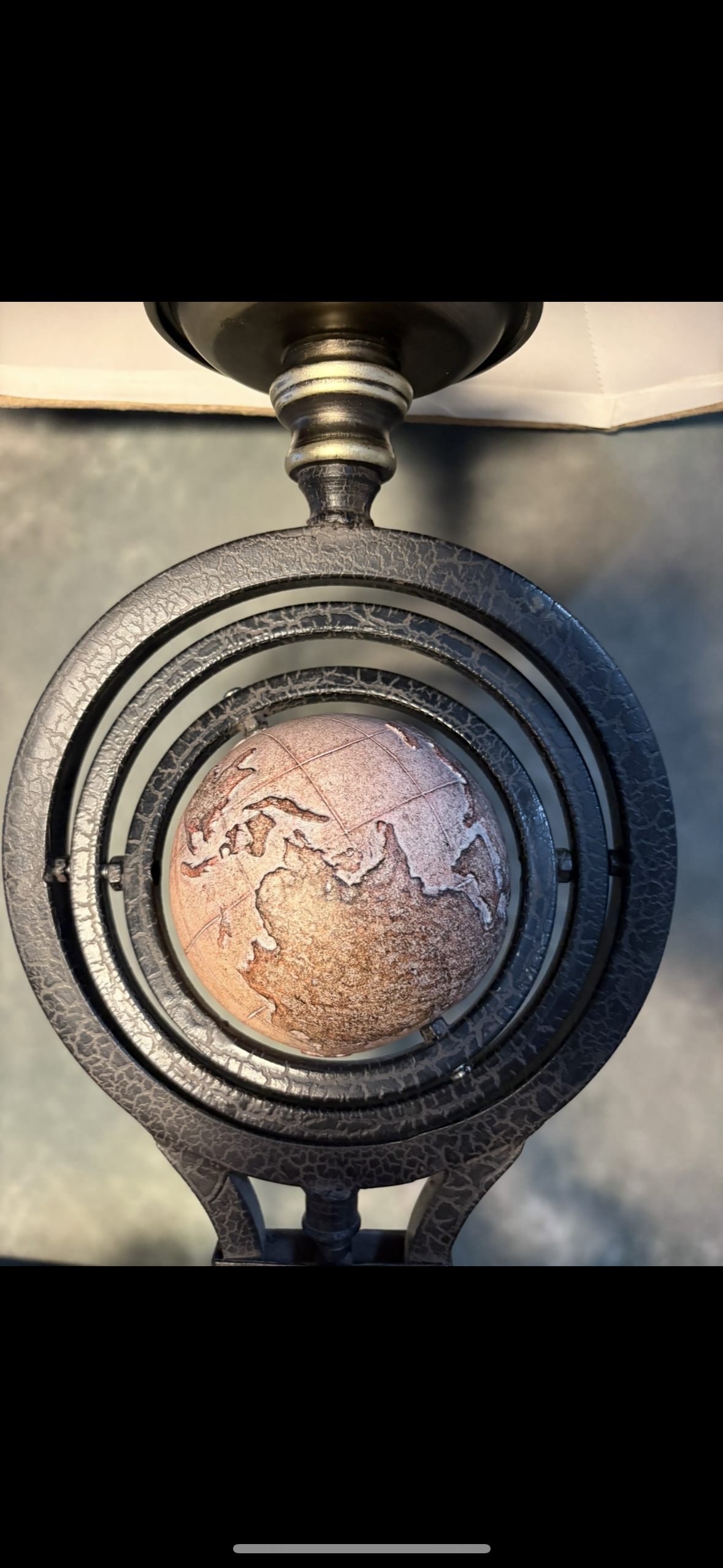 Vintage Armillary Globe Table Lamp with Beige Shade